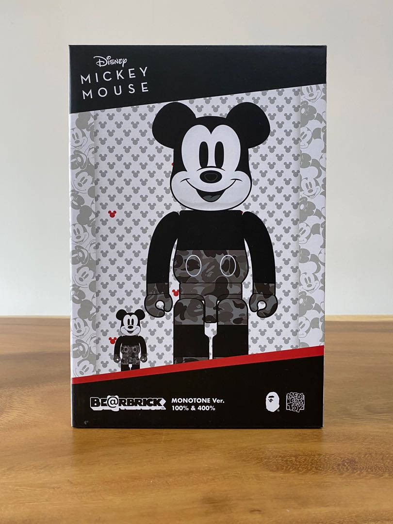 bape mickey monotone 400/100% bearbrick, Hobbies & Toys, Toys & Games