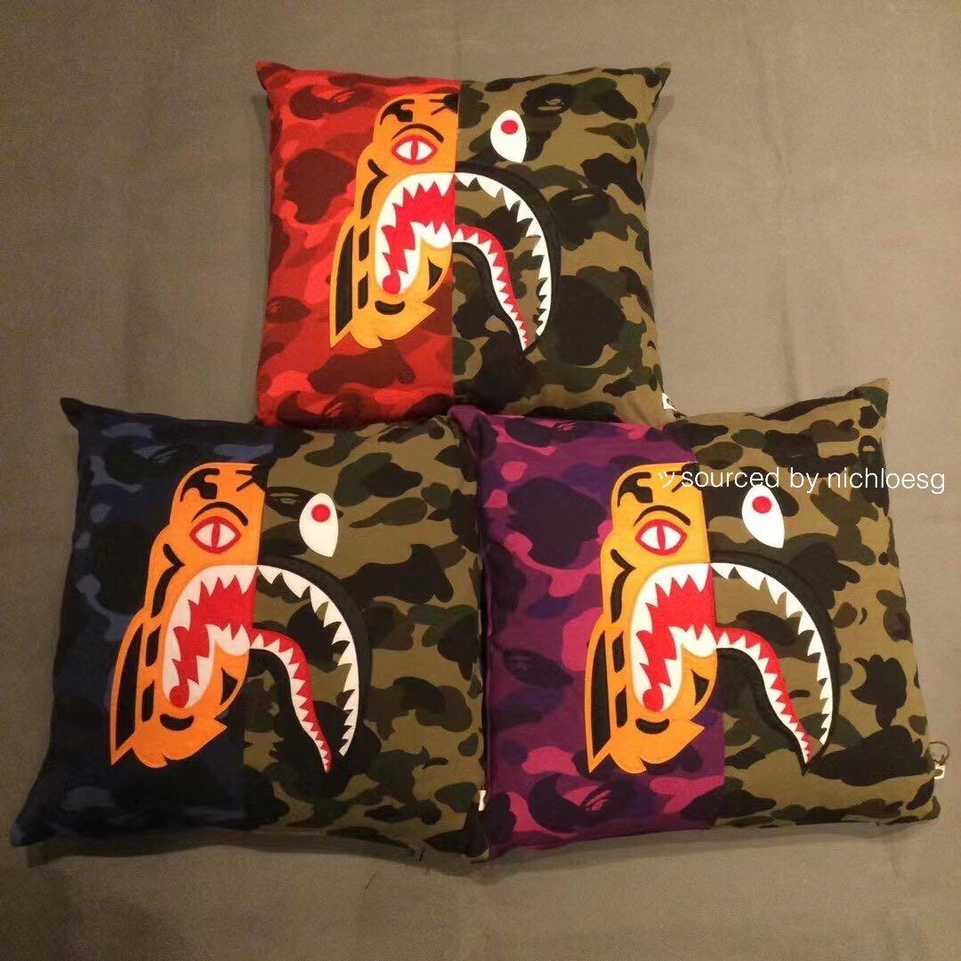 BAPE MIX CAMO TIGER SHARK HALF SQUARE CUSHION, Furniture  Home Living,  Bedding  Towels on Carousell