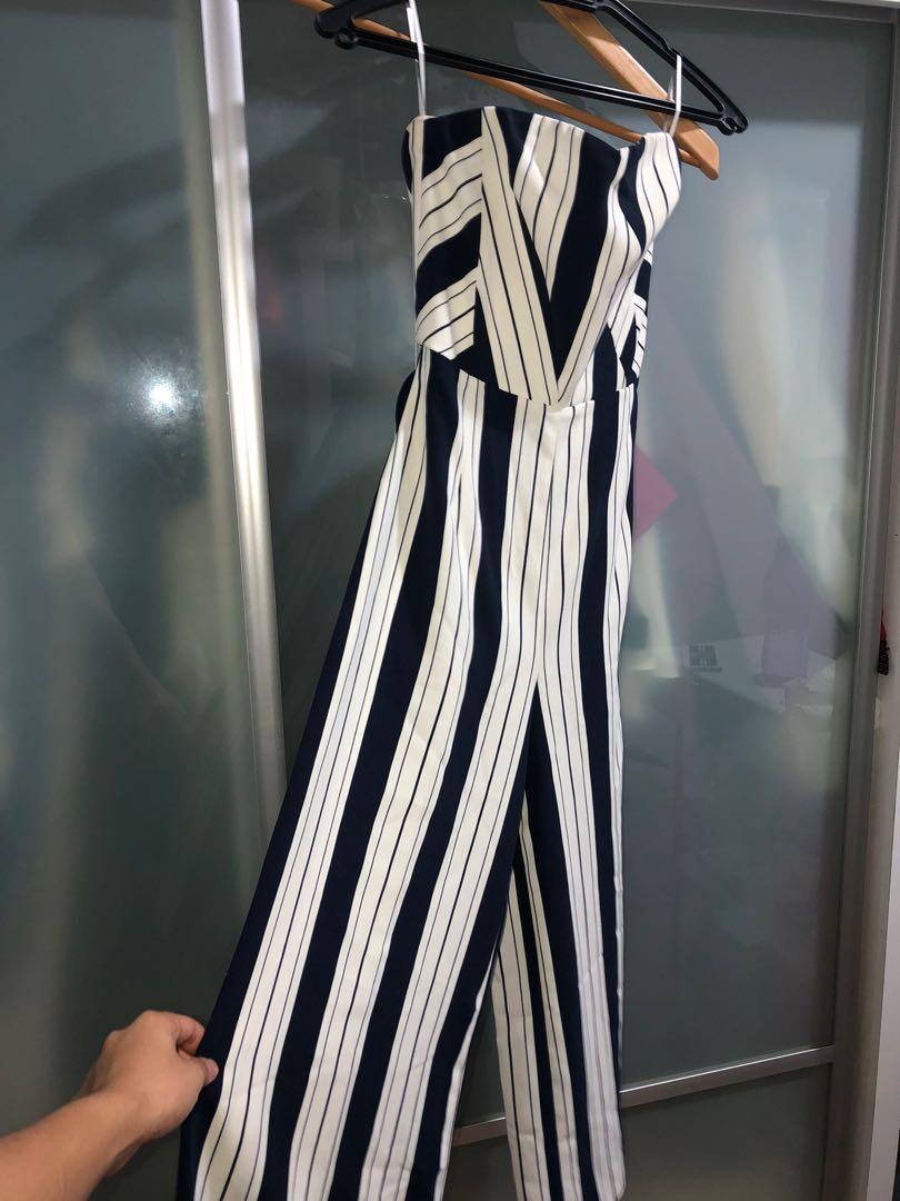 H and m striped jumpsuit deals