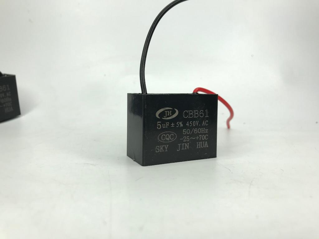 CEILING FAN MOTOR RUN CAPACITOR (5UF 450VAC, 5060HZ CBB61), BEST FOR WALL/ STAND FAN/ EXHAUST