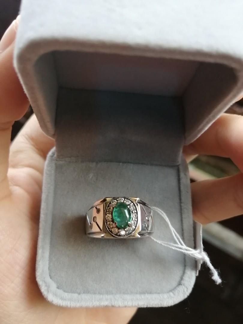 Cincin Perak Batu Zamrud Asli Luxury Accessories On Carousell