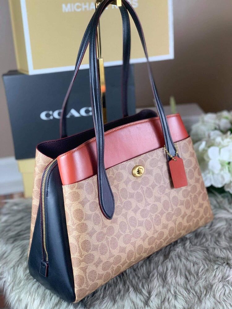 Lora carryall in colorblock signature sales canvas