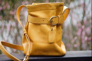 Coach vintage 90's Coach古董包 古著 少見兩用黃色皮革 斜背包 錦囊包 (二手)