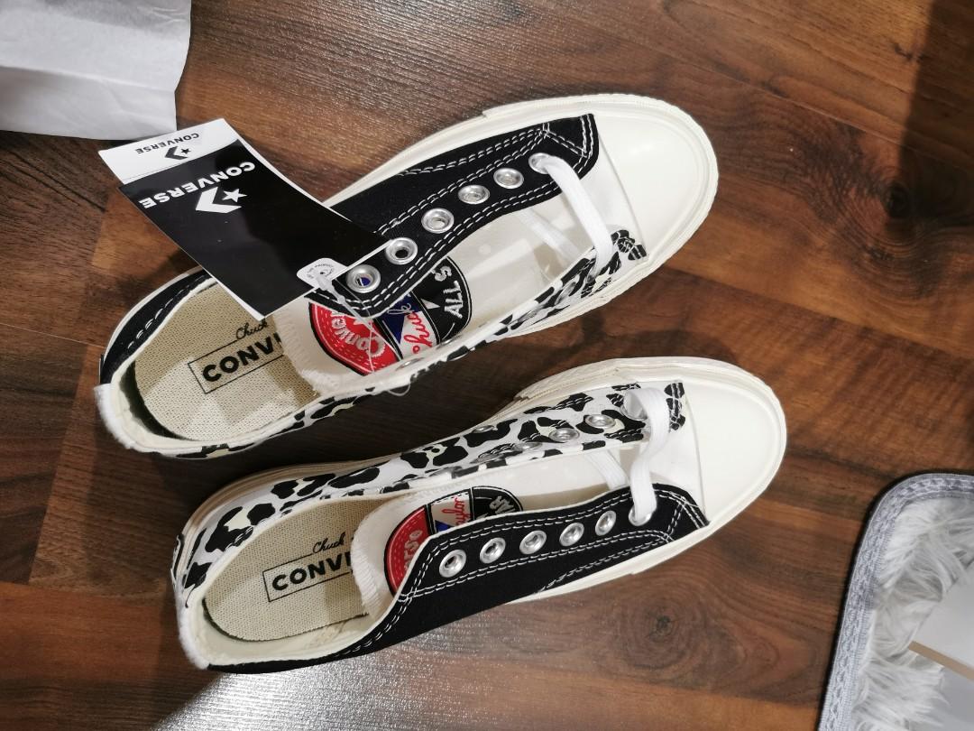converse chuck 70 ox flocked leopard print sneakers in black