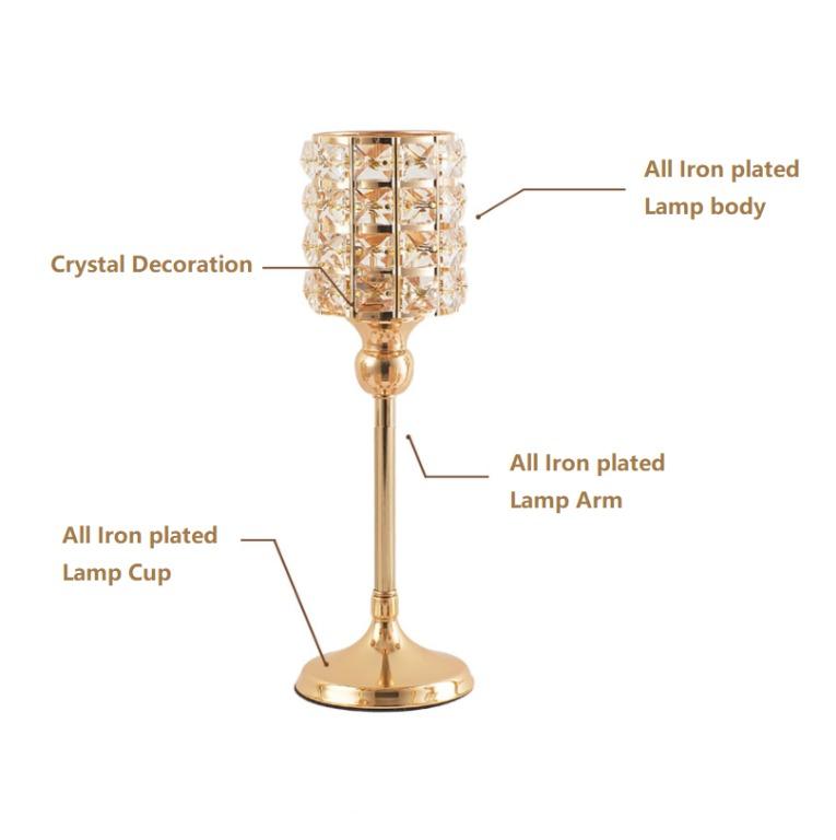 Crystal Candle Lantern Gold Candle Holders Wedding Candelabra