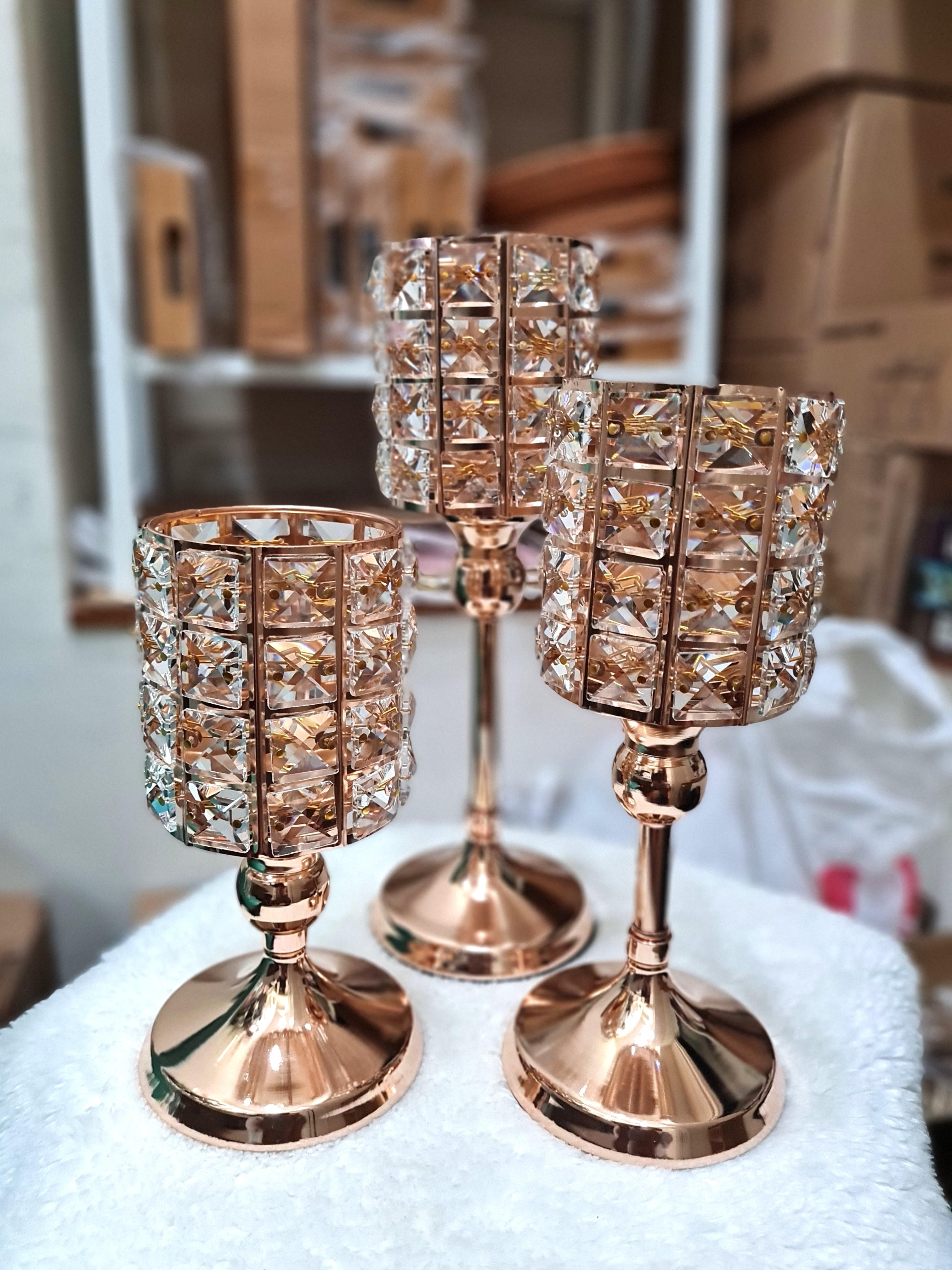 Crystal Candle Lantern Gold Candle Holders Wedding Candelabra