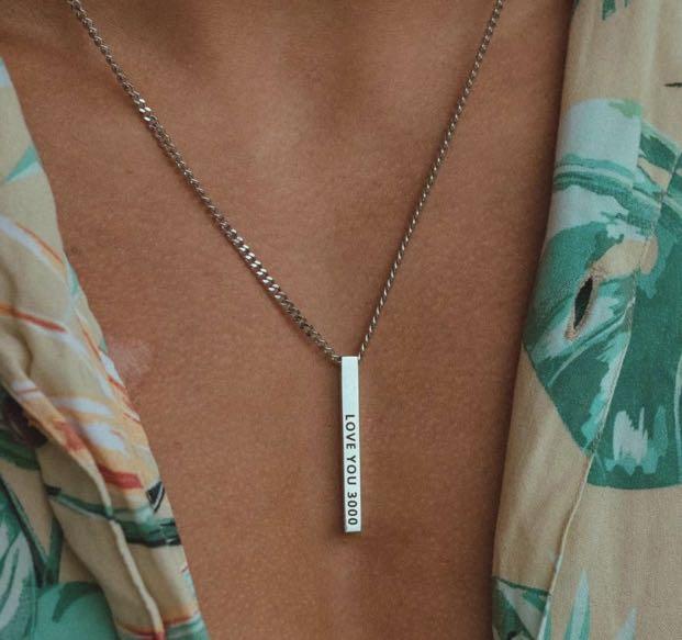 Personalized bar necklace for him sale