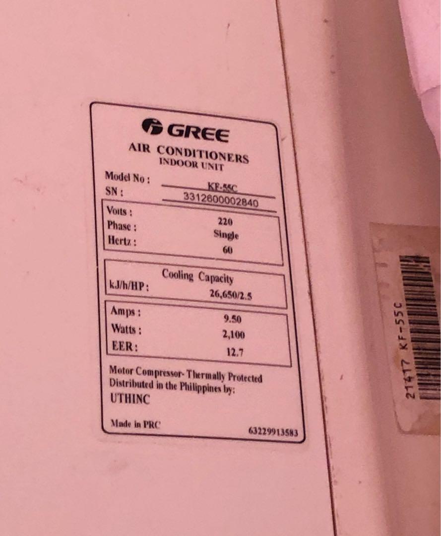 GREE 2.5HP SPLIT TYPE AIR CONDITIONER, TV & Home Appliances, Air