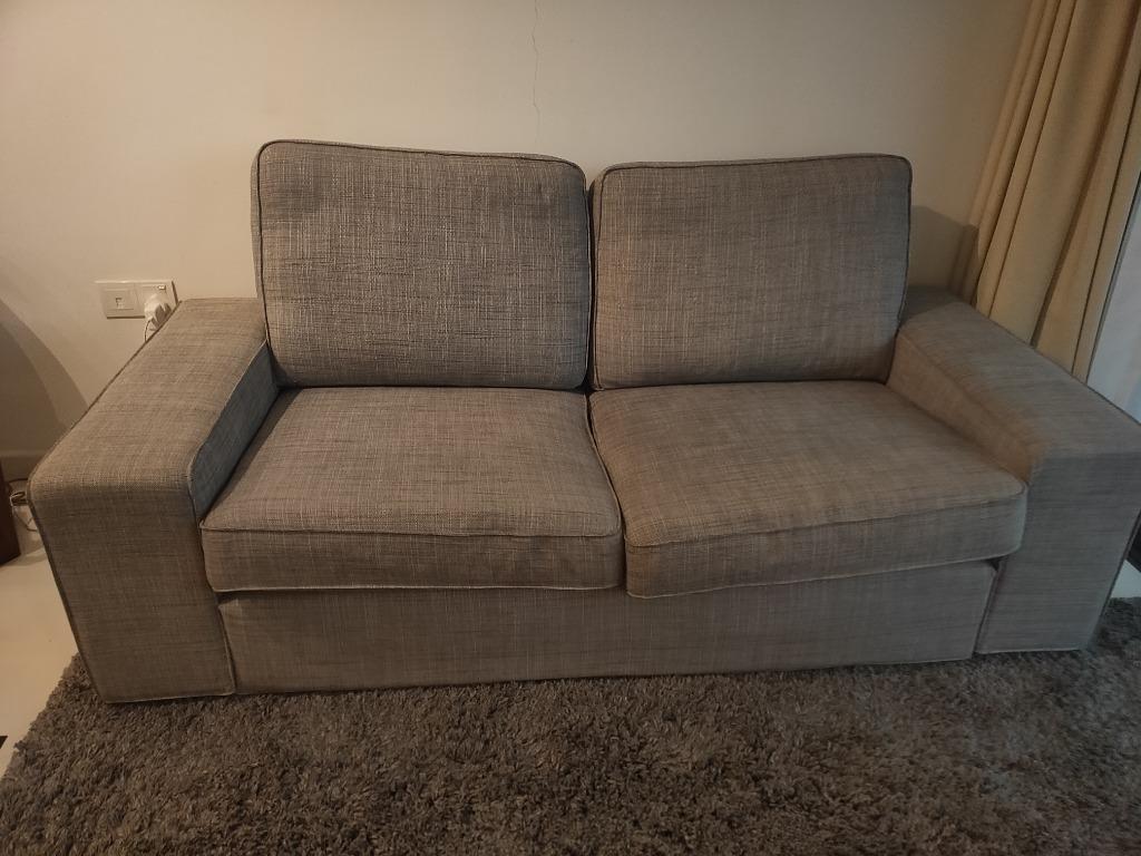 Grey fabric sofa (IKEA Kivik), Furniture & Home Living, Furniture