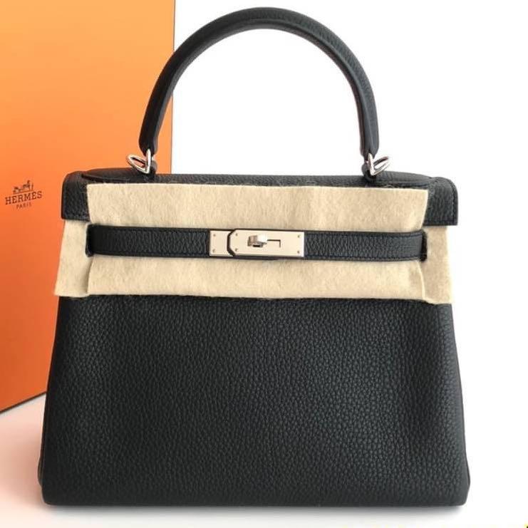 HERMES KELLY RETOURNE 28 BLACK TOGO, Luxury, Bags & Wallets on Carousell