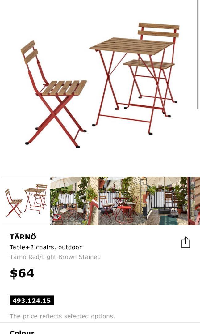 IKEA outdoor table+2 chairs, Furniture & Home Living, Outdoor Furniture