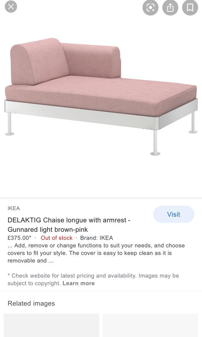 IKEA Pink Chaise Lounge Sofa Furniture Home Living Furniture Sofas on Carousell
