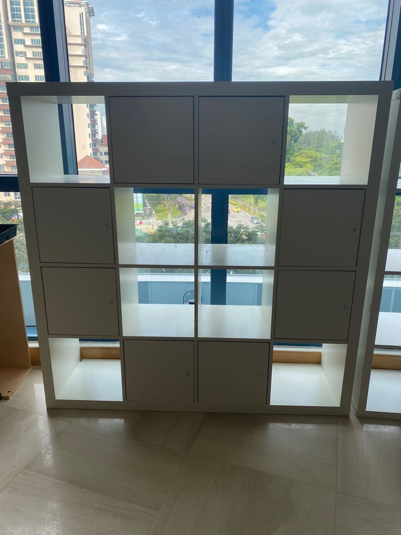 IKEA shelving 4x4 cubes with 6 doors, Furniture & Home Living