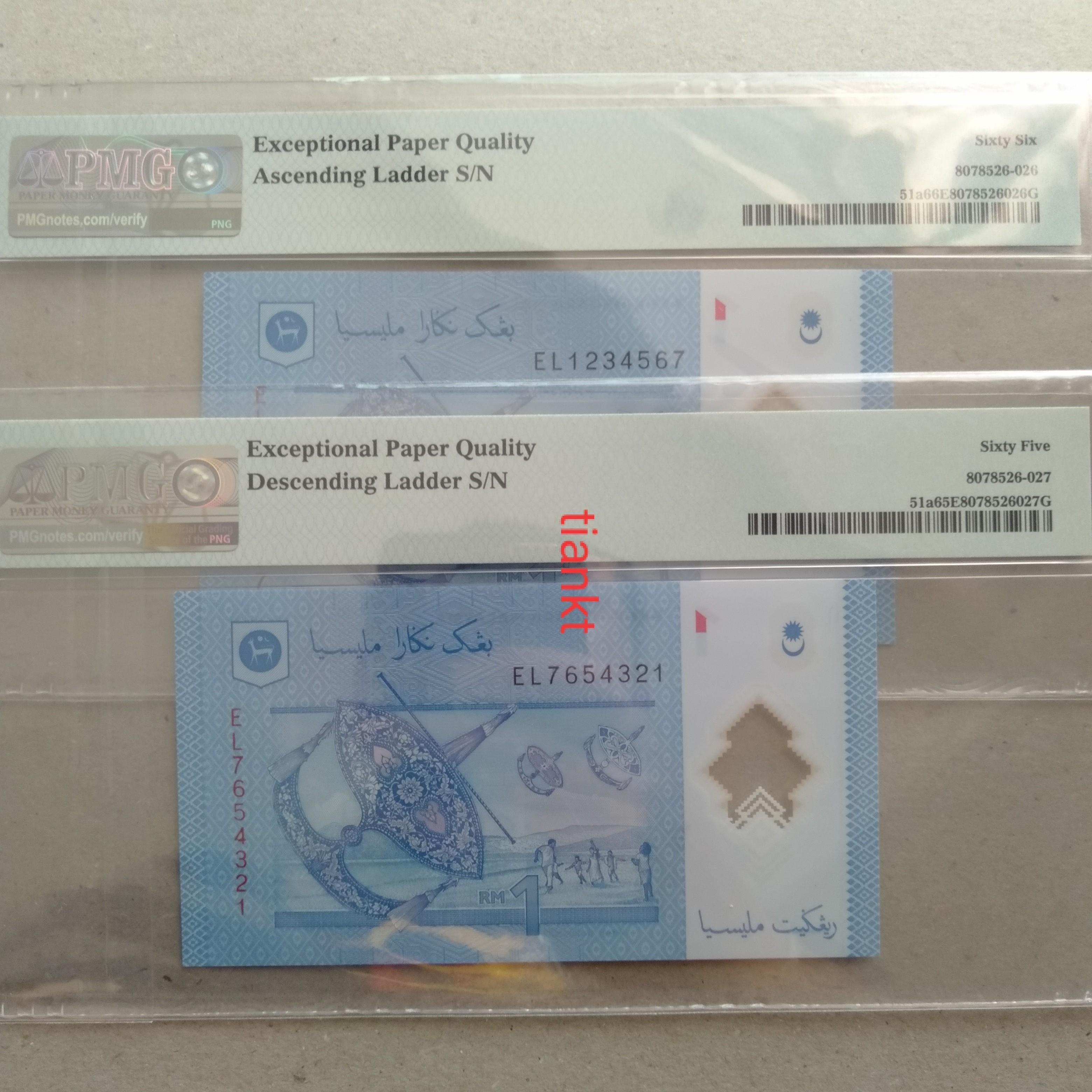 [SOLD] Ladder serial number 1234567, 7654321 PMG65/66 UNC, Hobbies & Toys, Collectibles