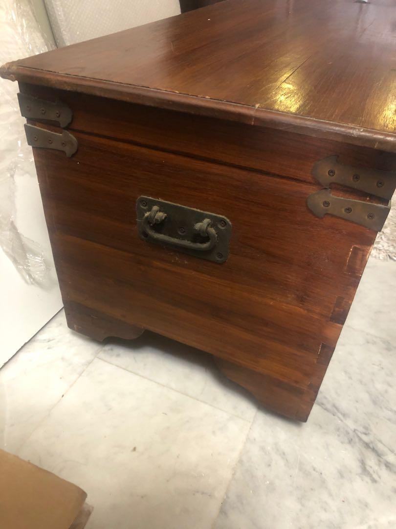 Lockable Large storage wooden box with wheels, Furniture & Home Living