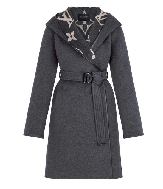 Louis Vuitton Zipper Sleeve Hooded Wrap Coat