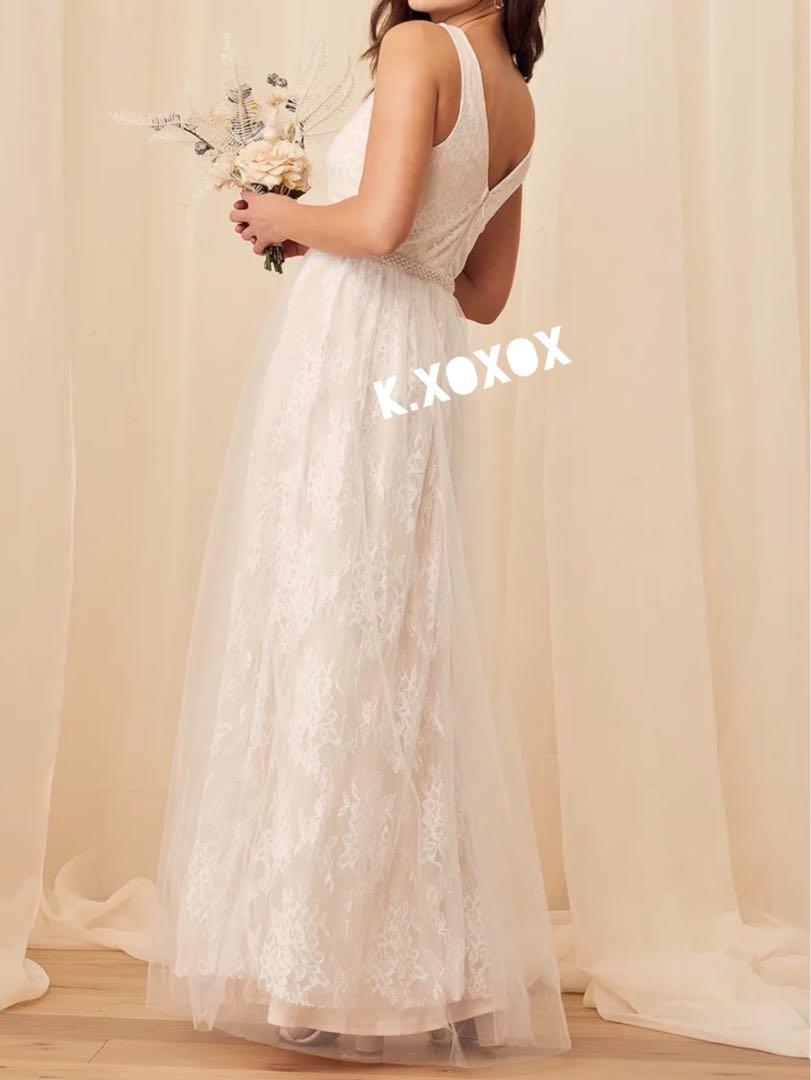 Sweet love ivory best sale lace beaded maxi dress