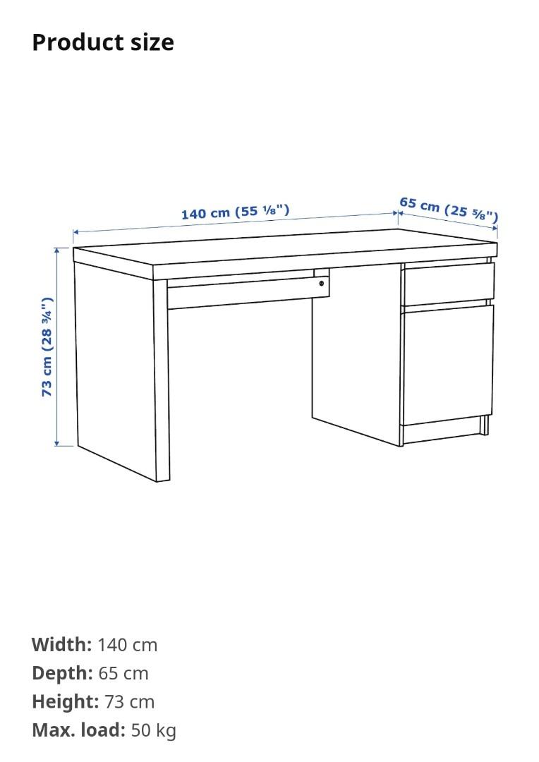 Malm desk shop size
