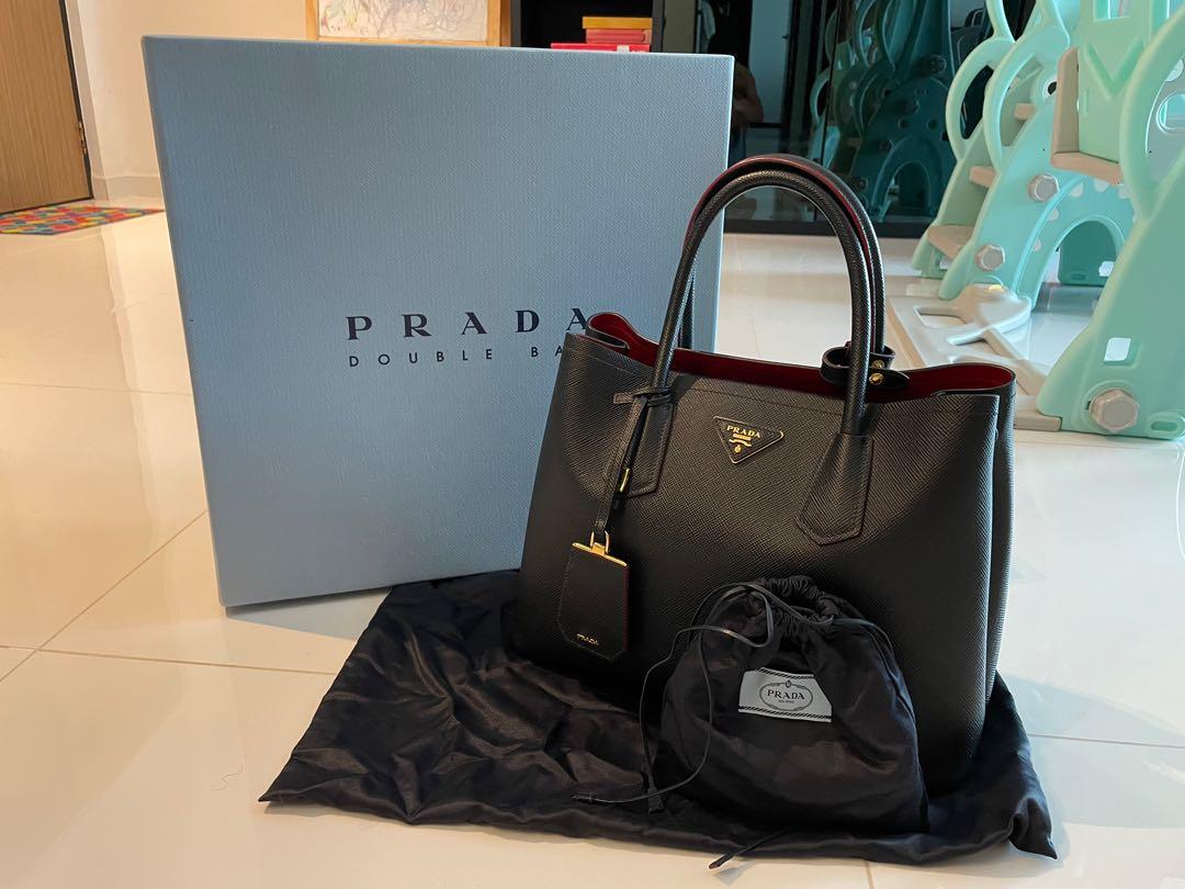Medium Saffiano Leather Double Prada Bag, Women's Fashion, Bags & Wallets,  Shoulder Bags on Carousell
