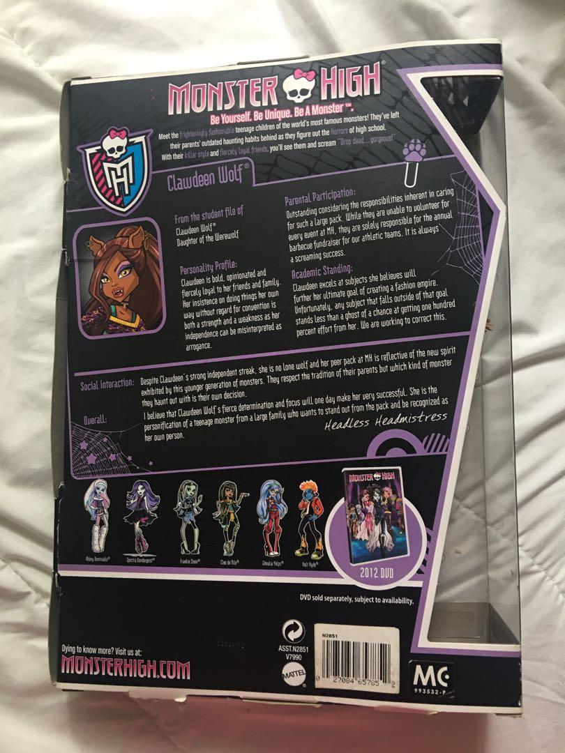 Monster High Clawdeen Wolf Original “Schools Out” doll Complete