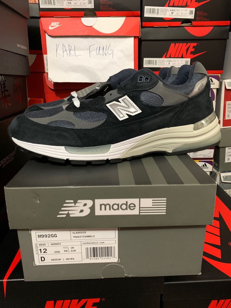 New Balance M992GG 992 Navy US12, 男裝, 鞋, 波鞋- Carousell