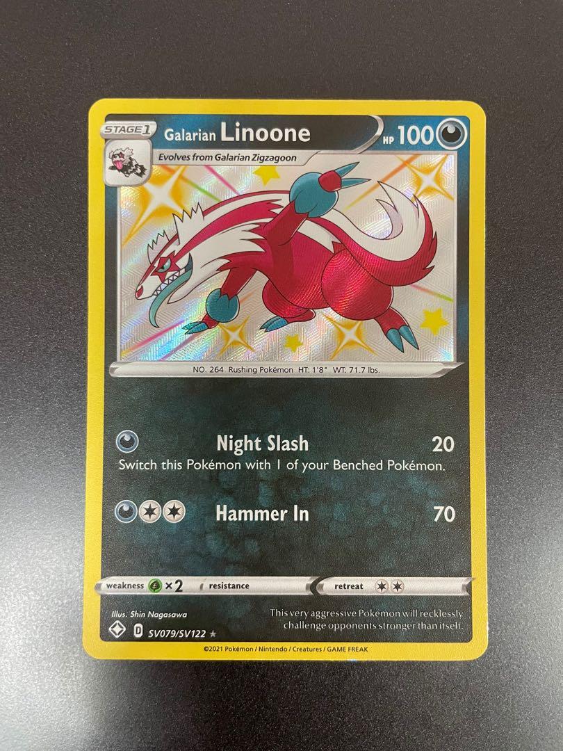 Pokemon TCG Galarian Linoone - SV79/SV122 - Shiny Rare Shining Fates,  Hobbies & Toys, Toys & Games on Carousell