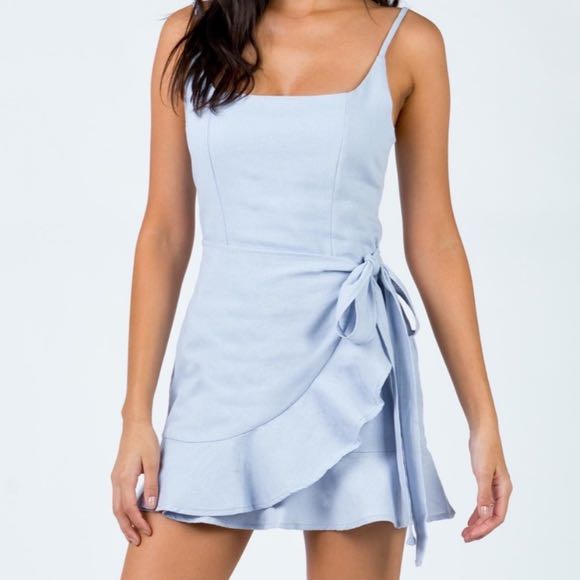 Princess Polly Light Blue Wrap Dress 