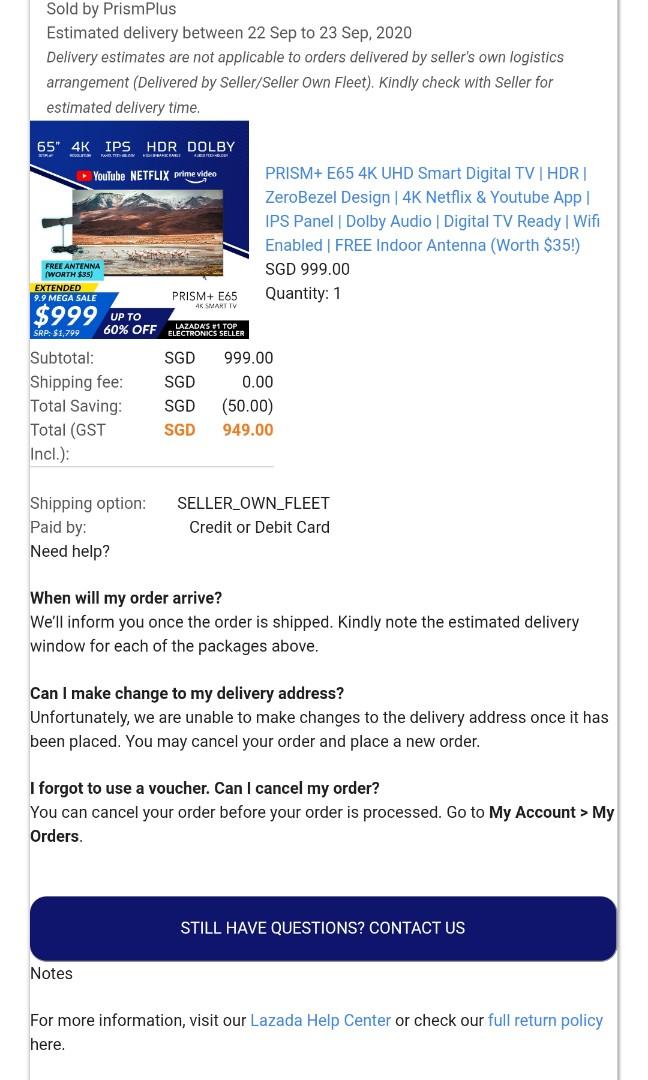 Prism+ E65 (Category: TV) located in Singapore. Submitted by coconutorange (Listing ID 1090795463, Image 2). Description: Bought awhile back only, back in September 2020. see photo for proof, bought on Prism+ official store Lazada. letting go as super under utilize. no time to watch tv lol..