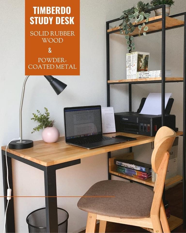 Timberdo Study Deck (Category: Tables & Sets) located in Kuala Lumpur. Submitted by timbermix (Listing ID 1090812710, Image 3). Description: Size: 1200L x 5000W x 100H Rubber Wood , Powder-Coat Metal Are you finding for a fresh & simple study desk design❓ Limited space to add a study desk into your room❓ Need a home office table desk❓ We are here again❗ 🔥Now we offer 4 types of study desks that you might interest in🔥 🤩Welcome to take a look at