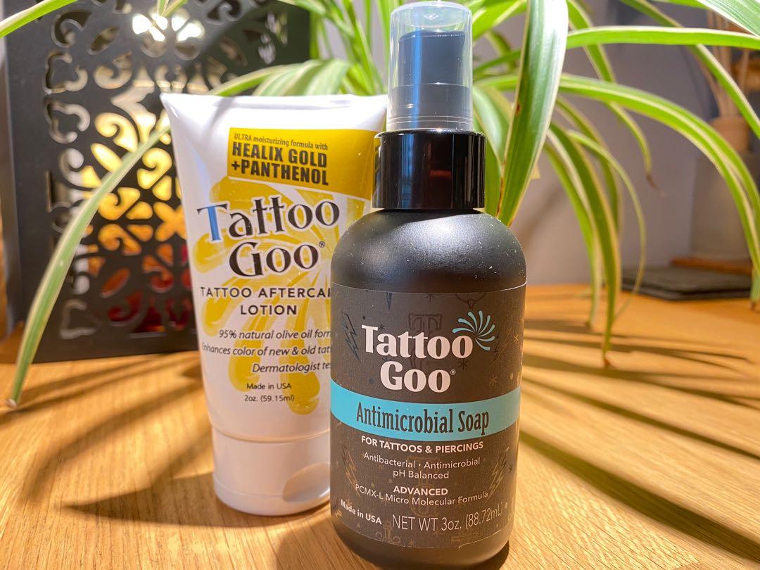 Just got my first ink by Zees Moreno @ WaterStreet Tattoo. When it comes to  aftercare... I have aquaphor already but I found this “tattoo goo” box pack  of treatment lotions and