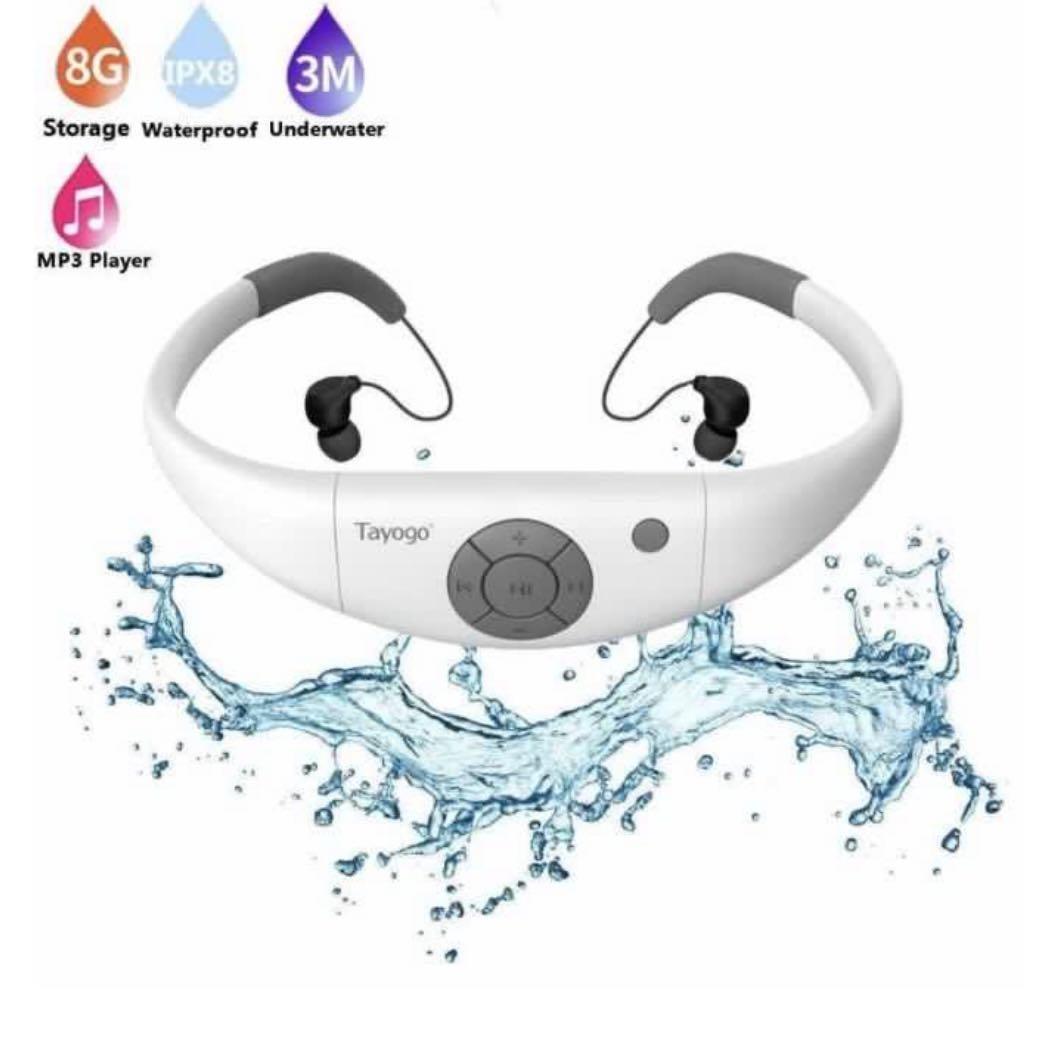Black 8GB Swimming Headset Underwater 10FT Support FM Flash Drive Waterproof Mp3 Player