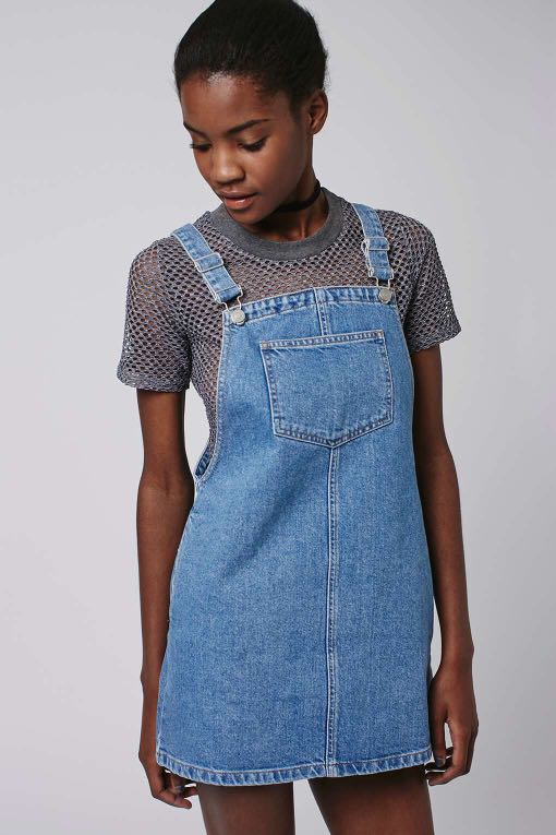 TOPSHOP Petite Denim Pinafore with 