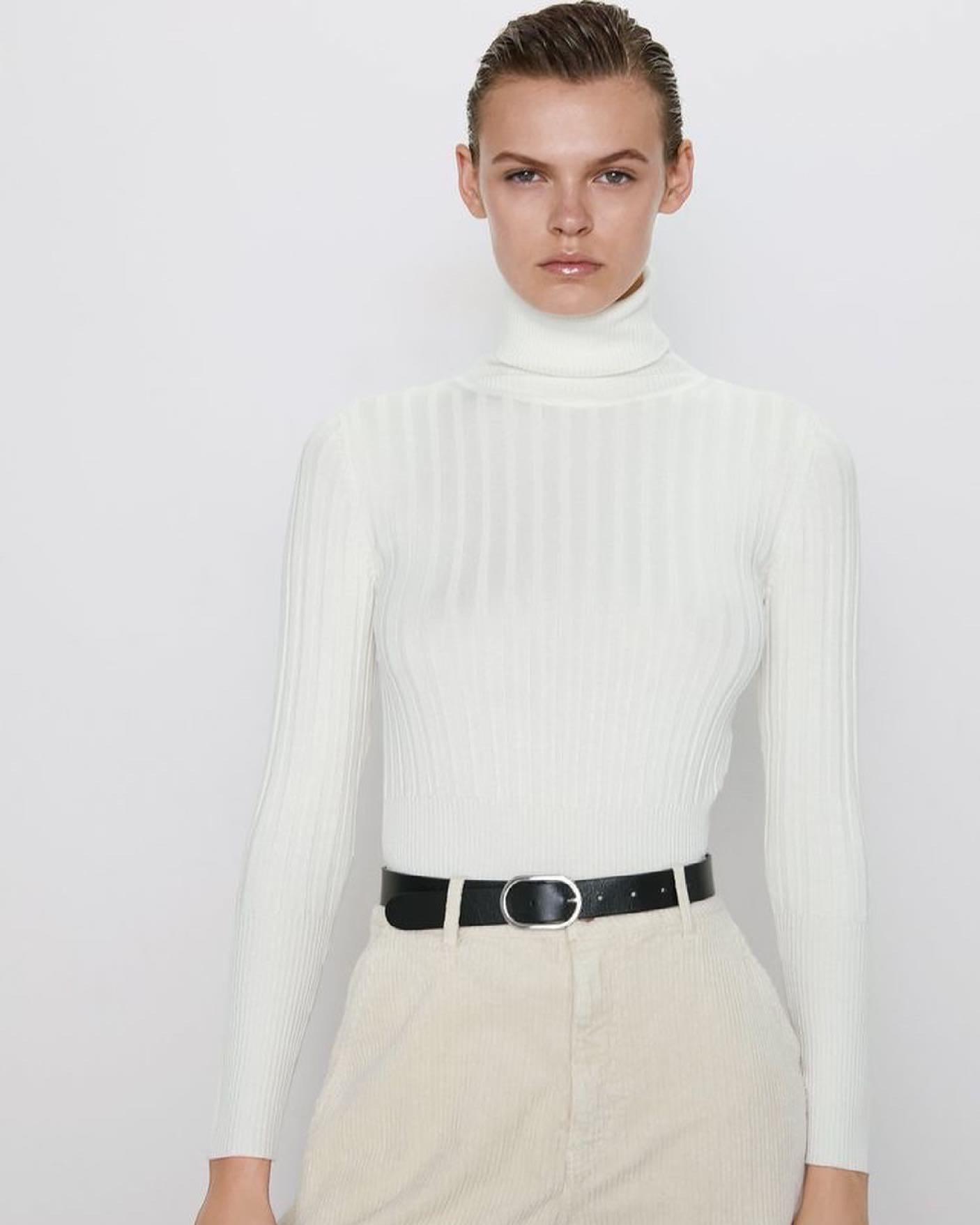 ZARA Ribbed Turtleneck Sweater, Fesyen 
