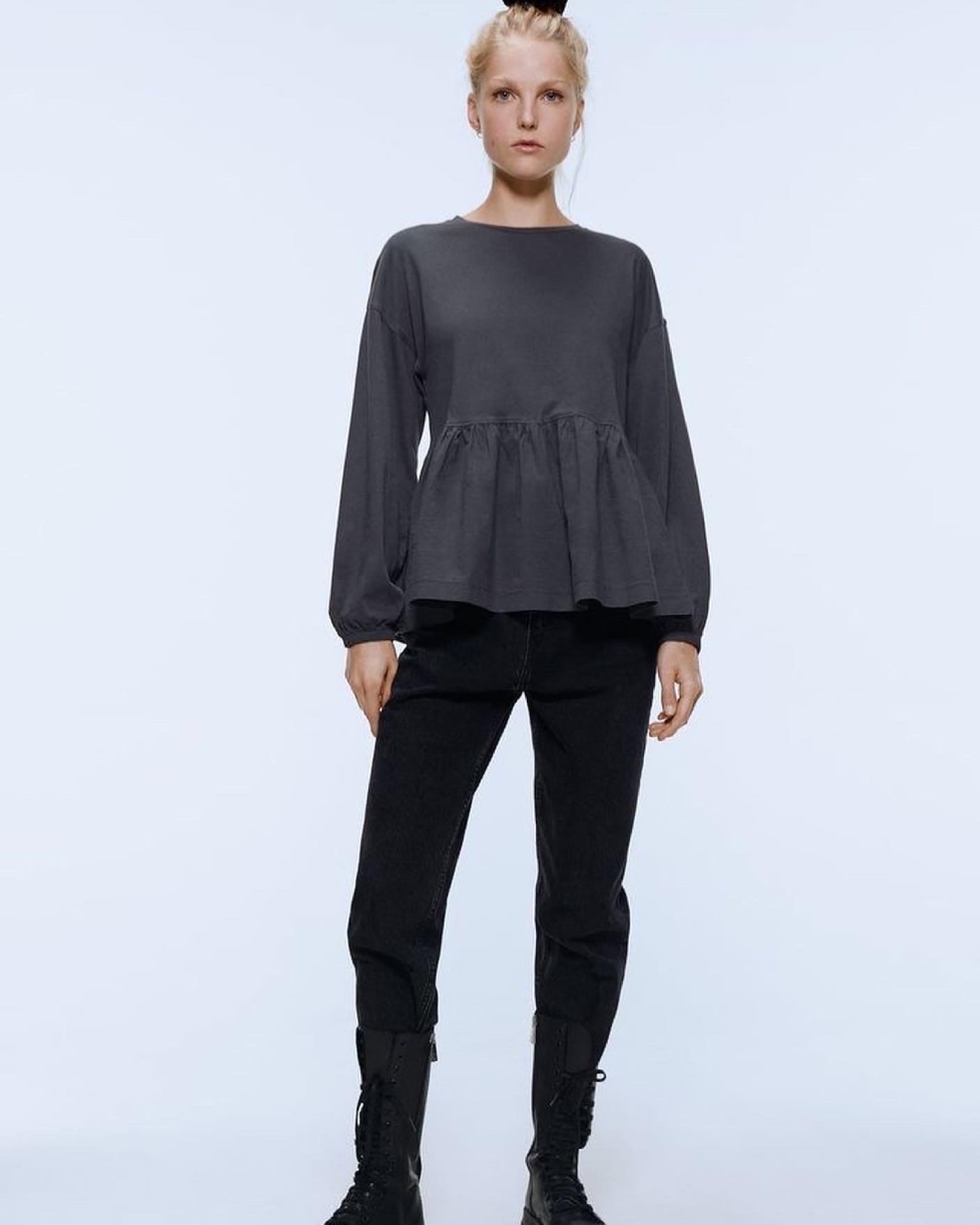 ZARA Ruffled Peplum Top, Fesyen Wanita 