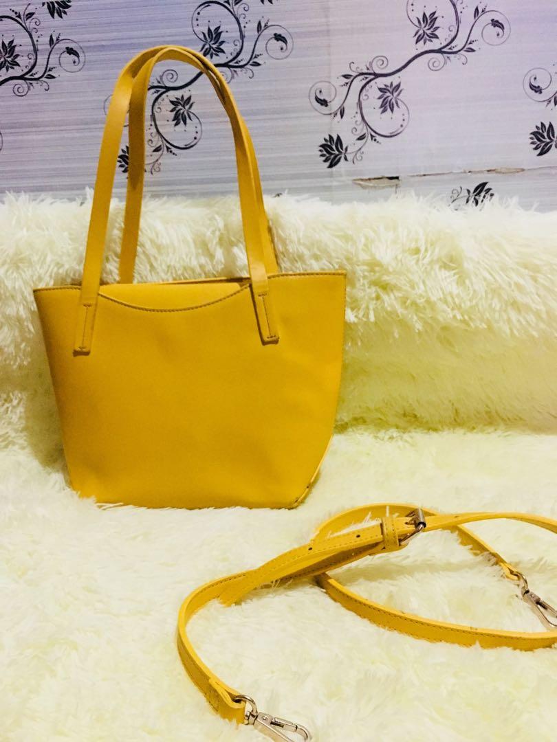 Zara yellow tote 2025 bag