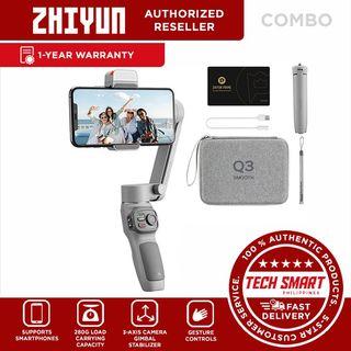 Zhiyun Smooth Q3 Handheld 3-Axis Smartphone Gimbal Stabilizer with Grip Tripod Vlog Compatible with iPhone 12 11 PRO MAX X XR XS Smartphone with Light Auto Inception, Gesture Control, Object Tracking
