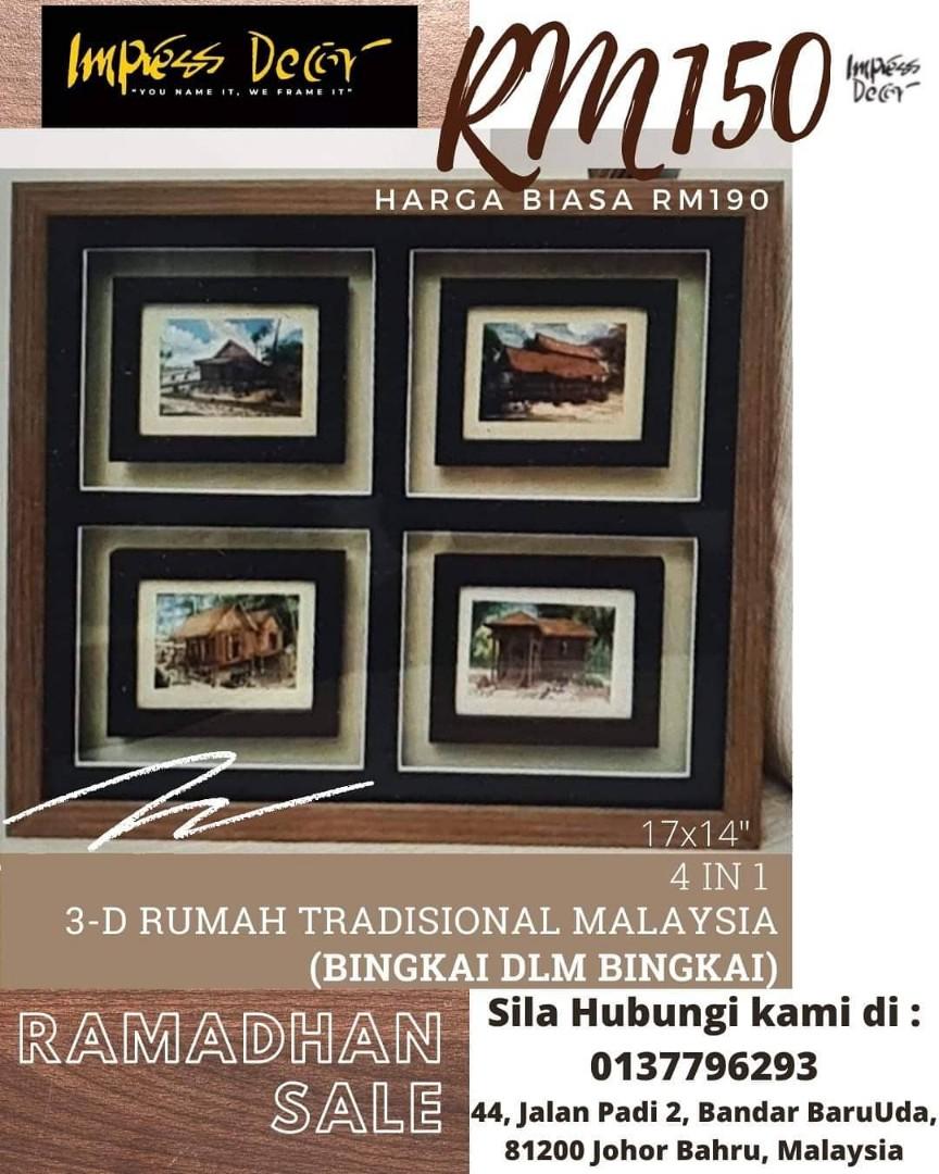 3d Bingkai Gambar Rumah Tradisional Malaysia Home Furniture Home Decor On Carousell