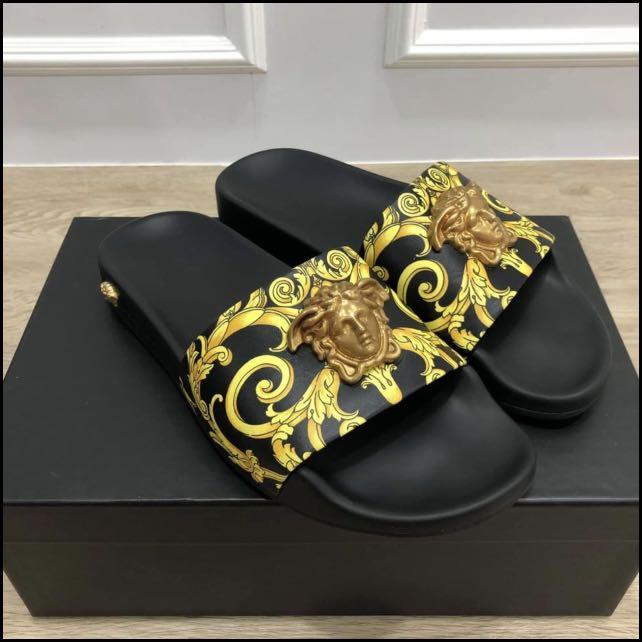 Versace outlet snakeskin slides