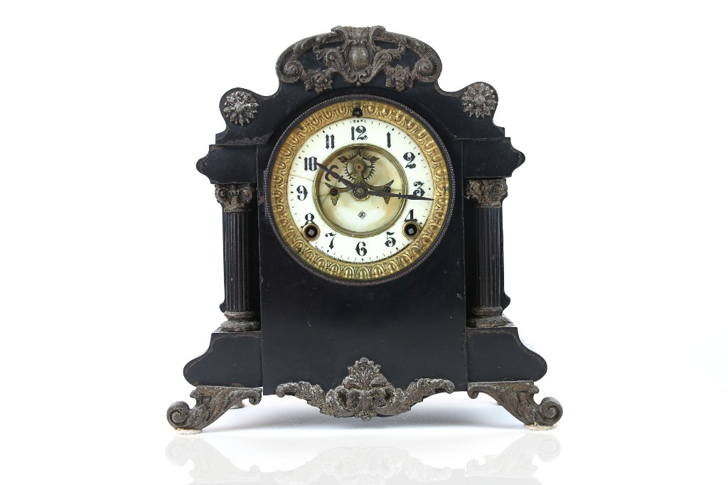 Antique Ansonia Mantel Clock 2 keyholes, Furniture & Home Living