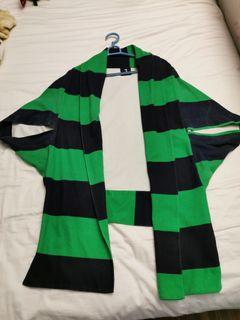 Bat-sleeved blue&green cardigan
