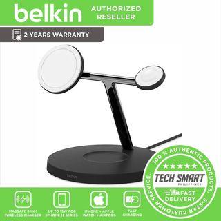 Belkin MagSafe 3-in-1 Wireless Charger, 15W iPhone Fast Charging, Apple Watch, AirPods Charging Station for iPhone 12, Pro, Pro Max, Mini, AppleWatch and AirPods