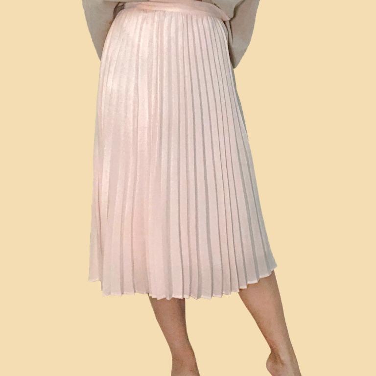 Bershka Pink Pleated Skirt Fesyen Wanita Pakaian Wanita Gaun Rok di Carousell
