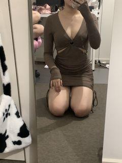 brown long sleeve dress