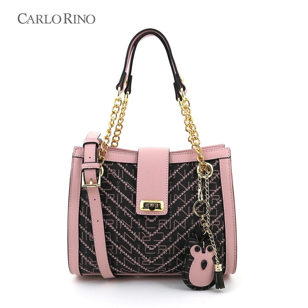 CARLO RINO HANDBAG CHAIN SHOULDER BAG PINK AUTHENTIC CARLORINO