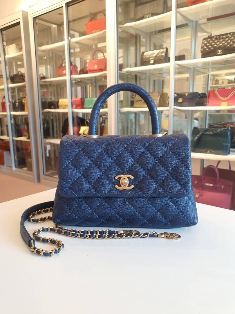 Chanel Coco Handle Small 24cm Blue Caviar Series 24