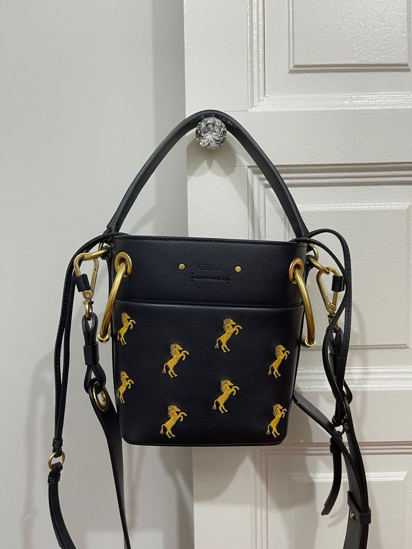 Authentic Chloe Roy Mini Embroidered Leather Bucket Bag Limited
