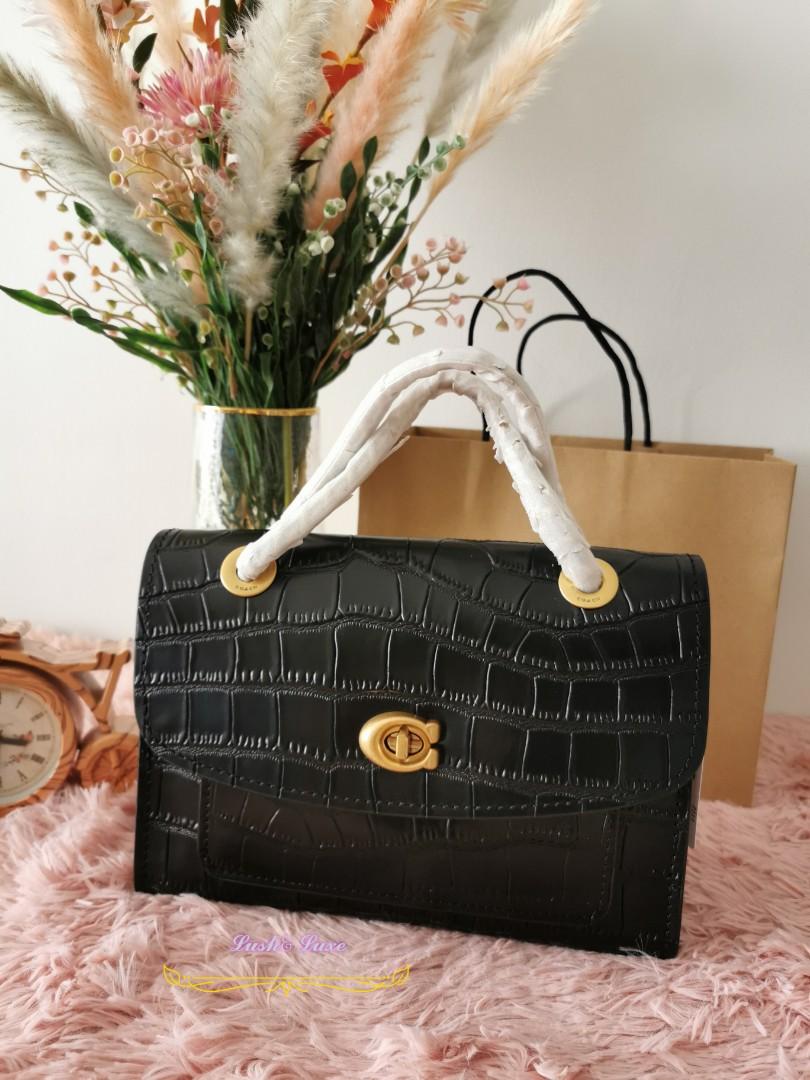 Coach Parker Crocodile-embossed Leather Chain Shoulder Bag 