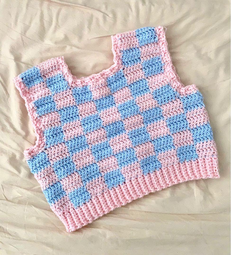 crochet checkered vest handmade 