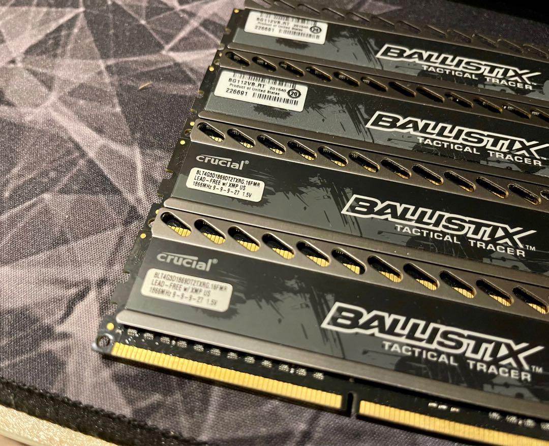 Crucial Ballistix Tactical Tracer DDR3 1866Mhz 4GB x 4 16GB Ram Blue Green