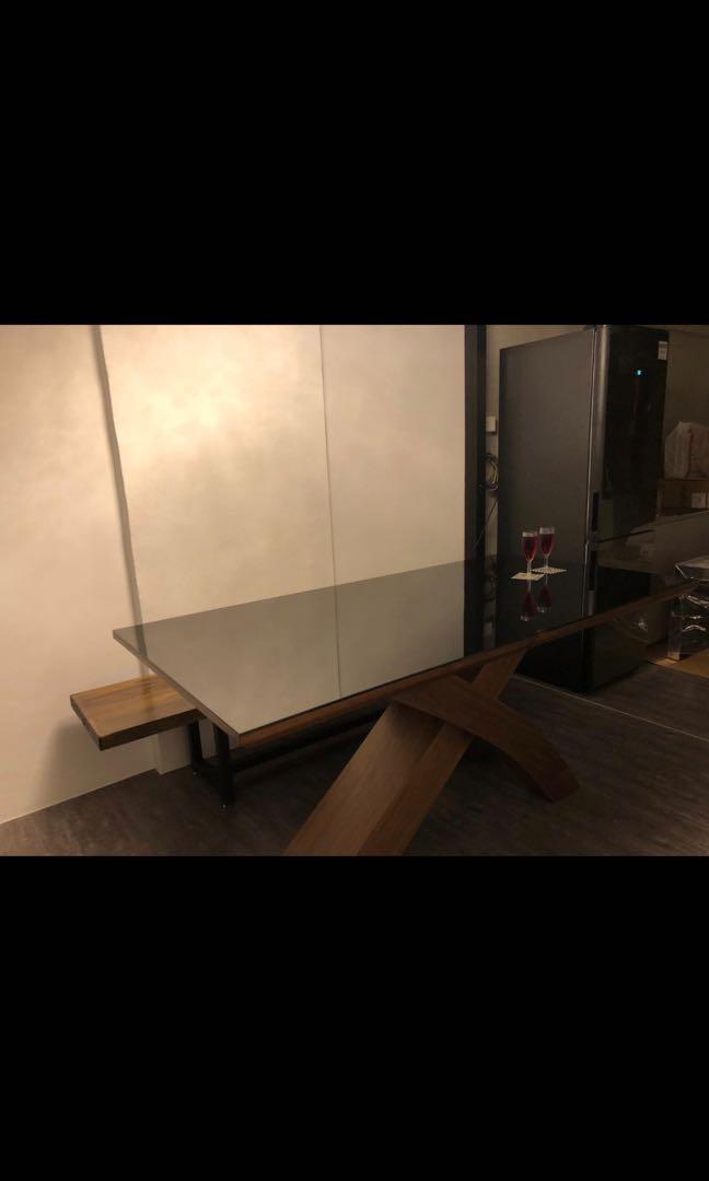 Designed table (Category: Tables & Sets) located in Singapore. Submitted by mspinkpinky (Listing ID 1085436961, Image 1). Description: Custom made dinning table and bench 8 seated dinning table L180 W90 Wood bench L200 W44.